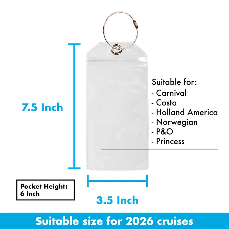 Millennial Essentials Cruise Tags - Narrow Cruise Ship Luggage Etag Holder with Zip Seal & Steel Loops for Royal Caribbean and Celebrity Cruises (8 Pack) - Image 2